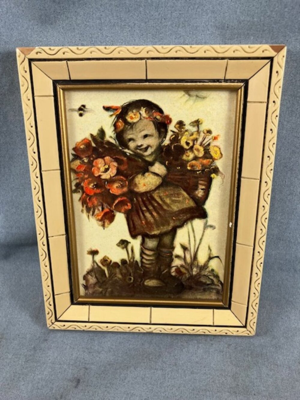 Vintage Framed Hummel The Shopper Reproduction Germany 5 x 6.5"